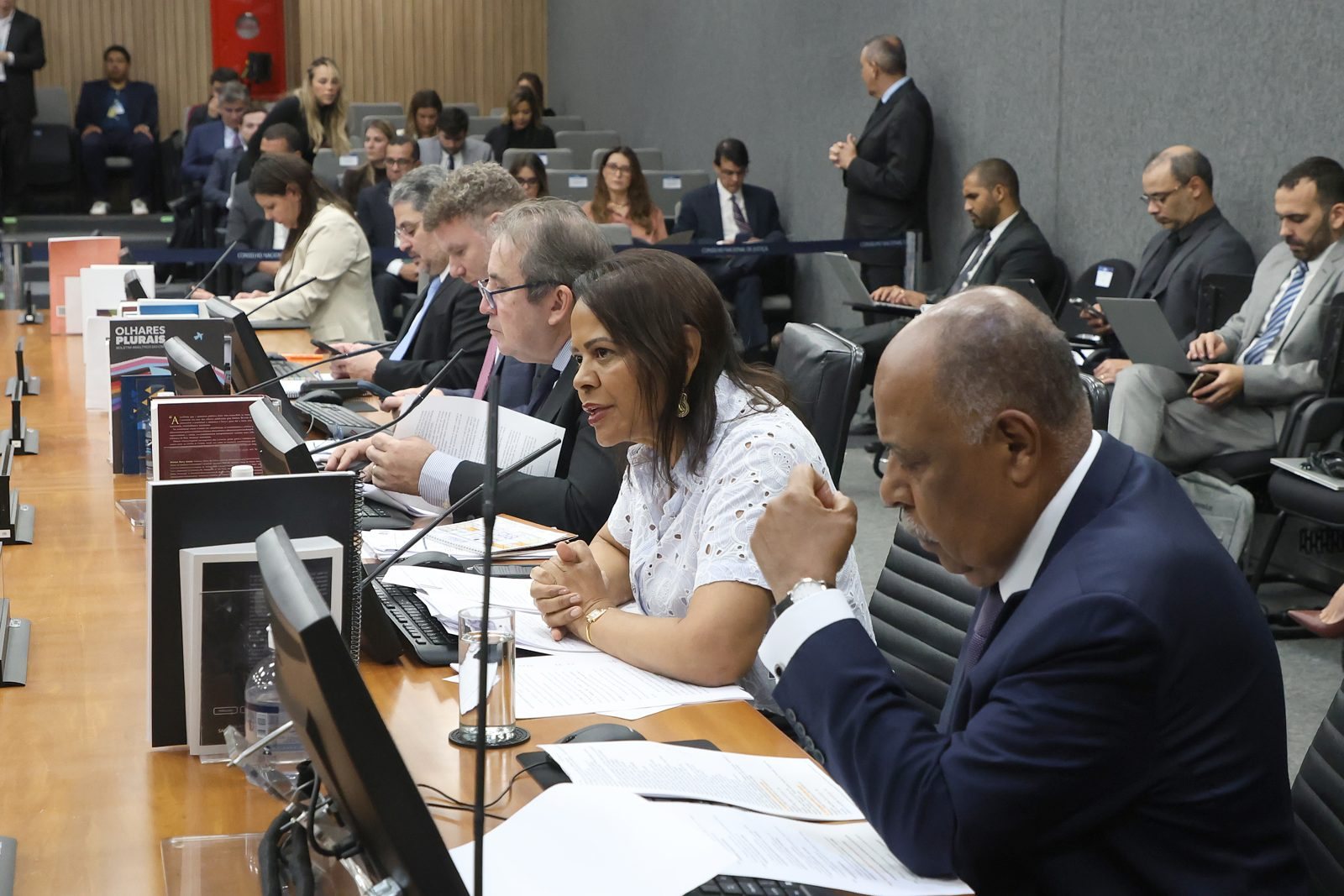 Bancada de conselheiros durante o julgamento da recomendação.