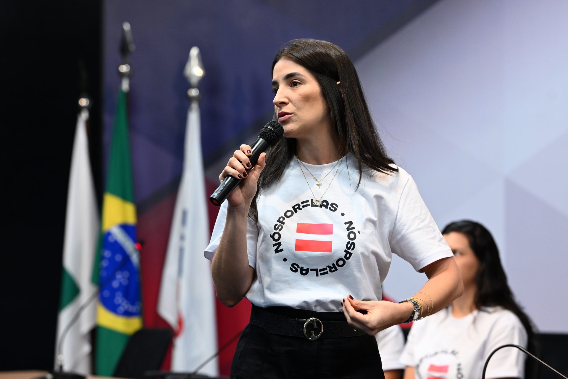 Presidente do Instituto discursando ao microfone